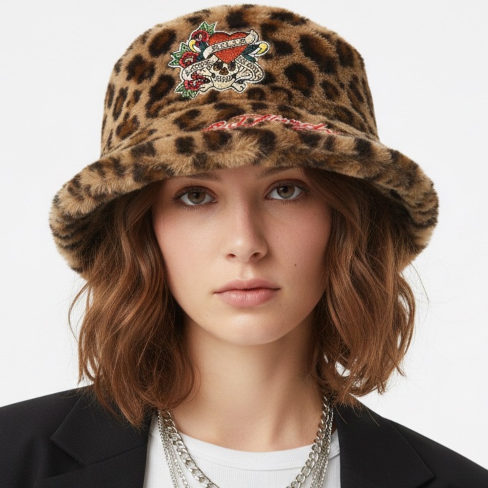 Ed Hardy Hat with Leopard Pattern
